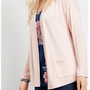Maurices Pink Open Front Pocket Cardigan Large